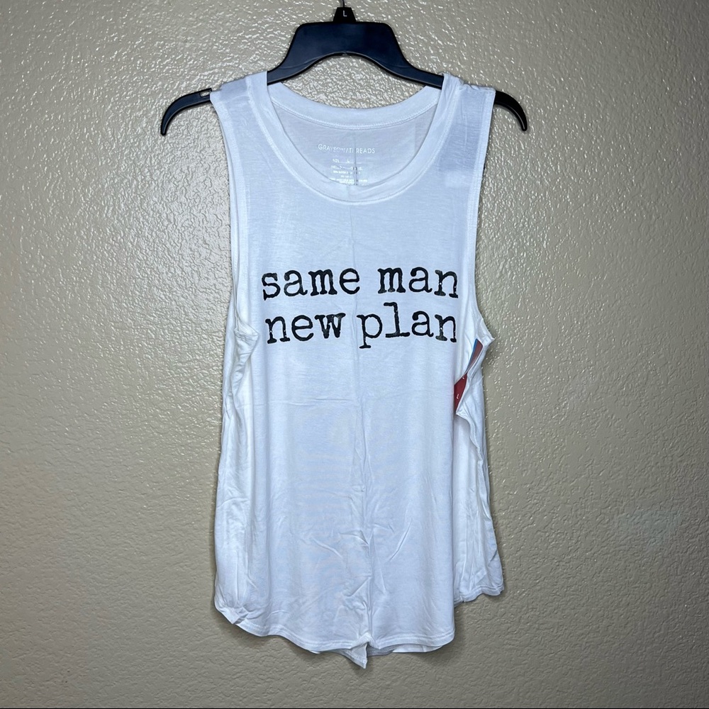 Grayson Threads "same man new plan " Sleeveless Muscle Tee Sleeveless Size Large